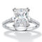 PalmBeach Emerald-Cut CZ Platinum-plated Sterling Silver Bridal Engagement Ring - Image 1 of 5