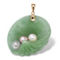 Genuine Green Jade and Freshwater Cultured Pearl 14k Yellow Gold Shell Pendant - Image 1 of 4
