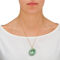 Genuine Green Jade and Freshwater Cultured Pearl 14k Yellow Gold Shell Pendant - Image 3 of 4