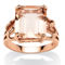 PalmBeach Emerald-Cut Simulated Morganite Ring in Rose Gold-Plated Silver - Image 1 of 5