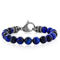 Metallo Stainless Steel Genuine 10mm Bead Bracelet, w/Black CZ - Blue Tiger Eye - Image 1 of 3